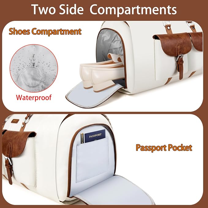 Garment Duffle Bag for Travel - Convertible Carry on Garment Duffel Travel Bag for Women Men Large Weekender Bag with Shoes Pouch 2 in 1 Hanging Suit Travel Duffel Bag 3pcs Set - Image 4