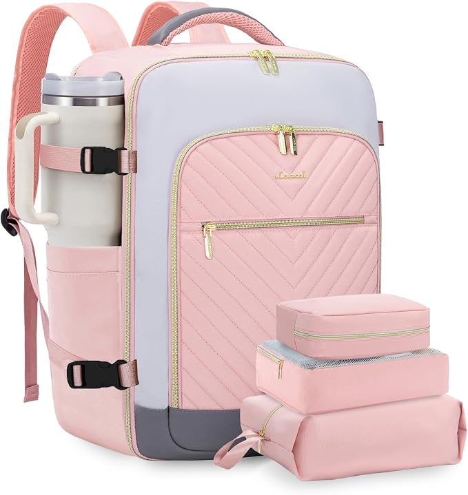 LOVEVOOK Large Travel Backpack for Women, TSA Carry on Backpack for Airplanes, 40L Personal Item Travel Bag for Women fits 17" Laptop,Waterproof Carry on Bag Airplane Approved with 3 Packing Cubes by LOVEVOOK