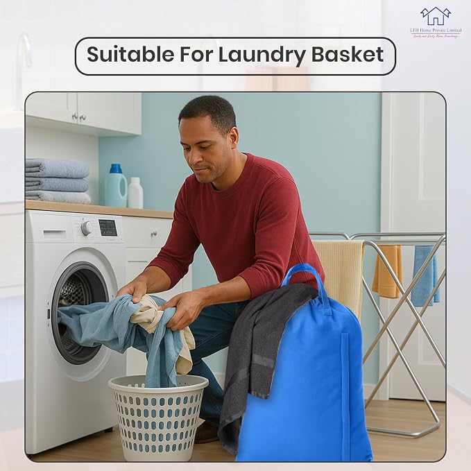 LFH Home Large Premium Cotton Rich Canvas Laundry Bag with Drawstring and Handles Heavy Duty, Multi-Use, and Washable for Home, Travel, College or Storage 28x40 (Pack of 4)-Sky Blue - Image 5