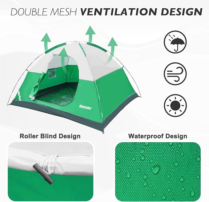 Camping Tent, Waterproof 2/3/4 Person Tents for Camping, Lightweight Easy Set Up Outdoor Hiking Tent Backpacking Tent with Carry Bag, Backpack Tent Suit for Family Beach Hiking Travel - Image 4