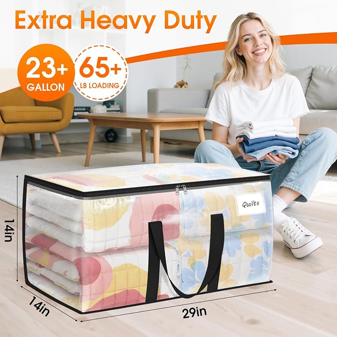 Fab totes Moving Bags Extra Heavy Duty Oversized Storage Bags with Reinforced Handle and Double Zippers,Moving Supplies Totes for Storage Packing Dorm Room Essentials Alternative to Moving Boxes - Image 2