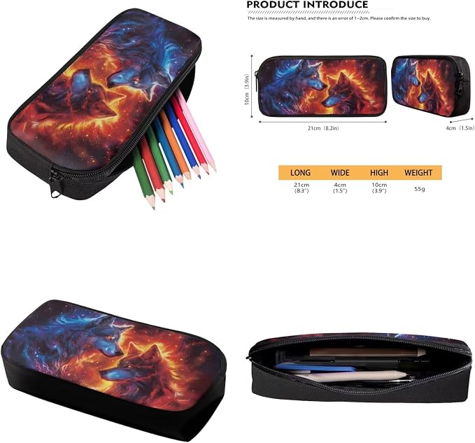 Galaxy Wolf Backpack for Girls Boys Backpack with Lunch Box Water Bottle Pouch and Zipper Pencil Pouch 4PCS Set Bookbag with Compartments for School 17 inch Large Capacity School Bag for Kids - Image 6