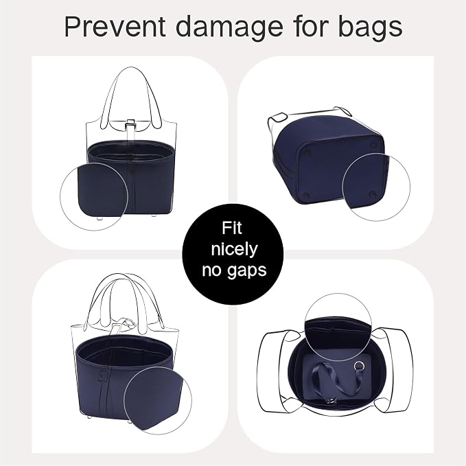 Fits for Picotin 22 Bag Insert, Premium Silk Purse Organizer Insert, Smooth Touch & Lightweight， Luxury Handbag Organizer with Gift Box Fits For Hermes(PC22,Blue Nuit) - Image 4