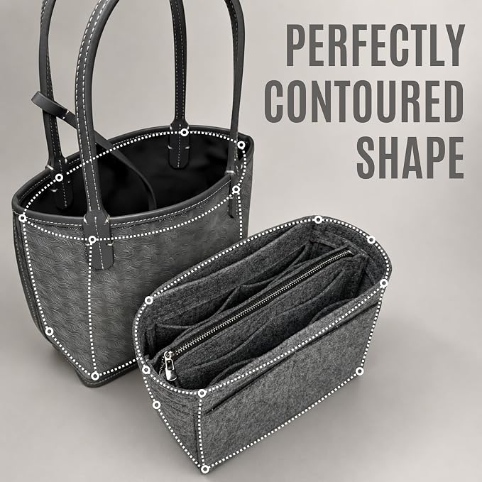 Divitize Premium Purse Organizer compatible with Anjou Mini/PM/GM Bag Insert — with Silver Zip Perfect Fit, Durable Quality Felt, Full Coverage No Bulking, +24 Shades (Red, For Anjou PM) - Image 7