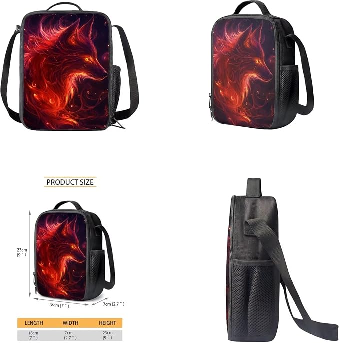 Galaxy Wolf Backpack for Girls Boys Backpack with Lunch Box Water Bottle Holder and Soft Pencil Pouch 4PCS Set 17" Sturdy Bookbag with Front Pocket for School Lightweight School Bag for Kids - Image 4