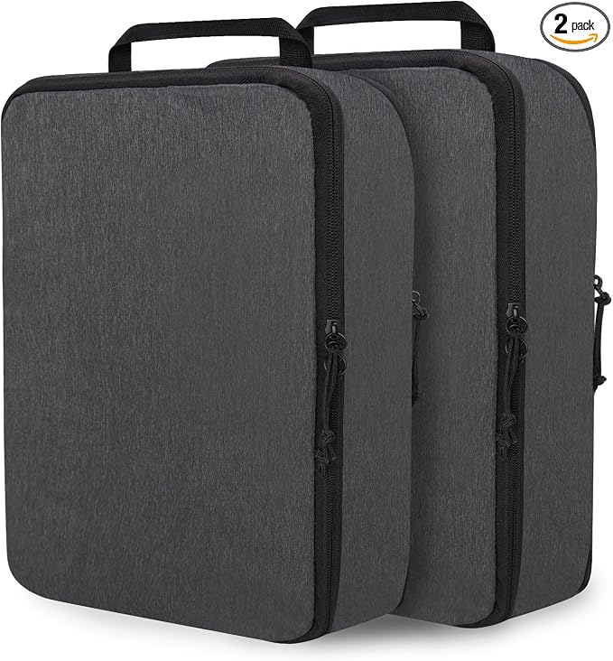 Extra Large Compression Packing Cubes for Travel Essentials, 2 Set Expandable Travel Cubes for Packing Compression Bags Luggage Suitcase Organizer, Black by CALACH