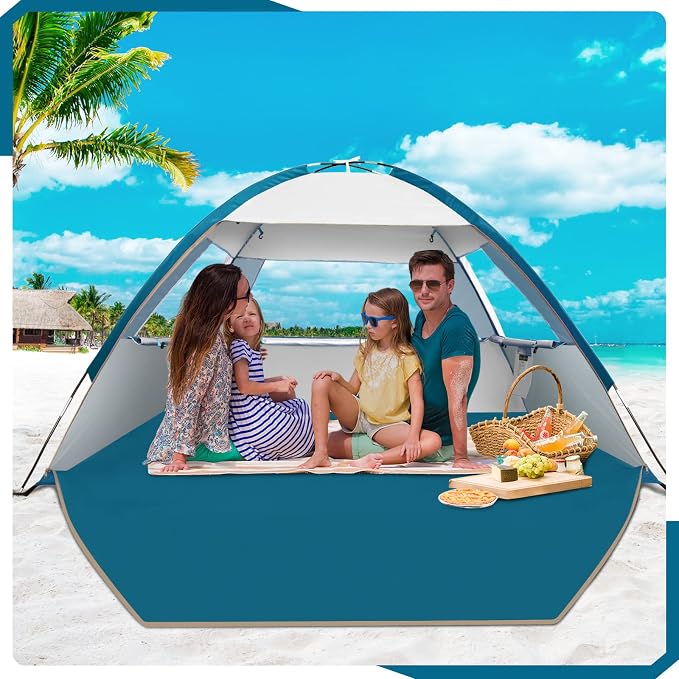 COMMOUDS Beach Tent Sun Shelter for 3/4/6/8 Person, UPF 50+ UV Protection Beach Shade Canopy Tent, Lightweight, Easy Set Up and Carry - Image 7