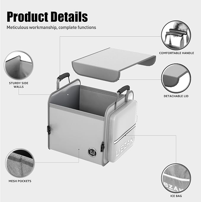 LIBZAKI Car Trunk Storage Organizer, Collapsible Trunk Storage Box for Car Truck SUV-Gray - Image 4