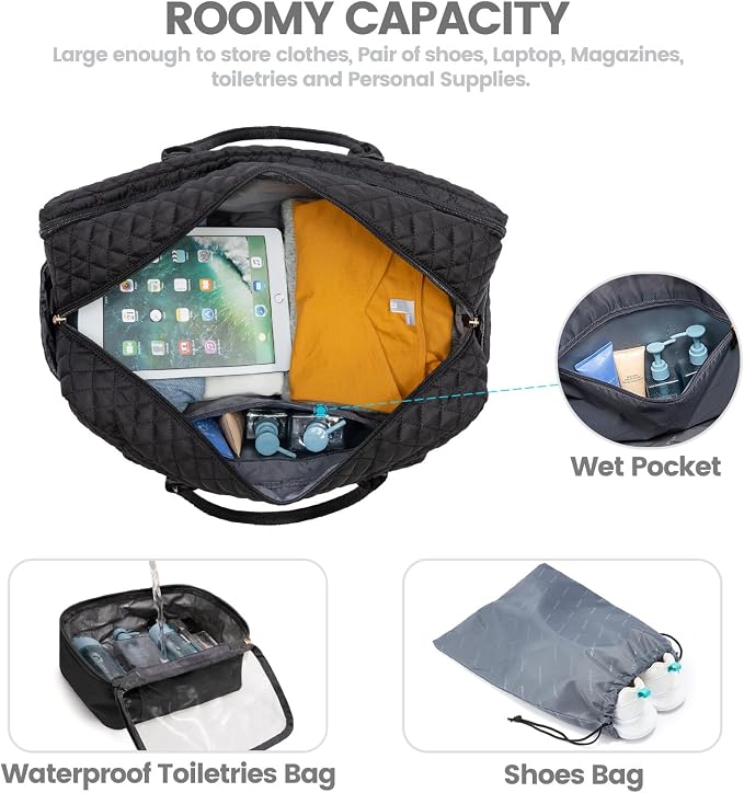 LOVEVOOK Travel Duffle Bag - Women's Weekender Carry On Overnight Laptop & Gym Bag With Toiletry/Shoe Pocket, Hospital Labor Bag - Image 3