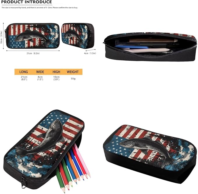 GIFTPUZZ Fish American Flag Backpack Set for Elementary Boys | Vintage Patriotic Print, 4-in-1 School Set, 17 Inch Bookbag with Lunch Box, Pencil Case, Water Bottle Sleeve, Ages 6-8 - Image 7