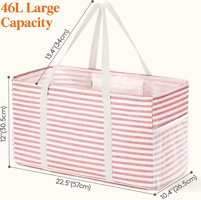 Lifewit Extra Large Tote Bag, Reusable Grocery Bags with Metal Wire Frame and Handles - Image 2