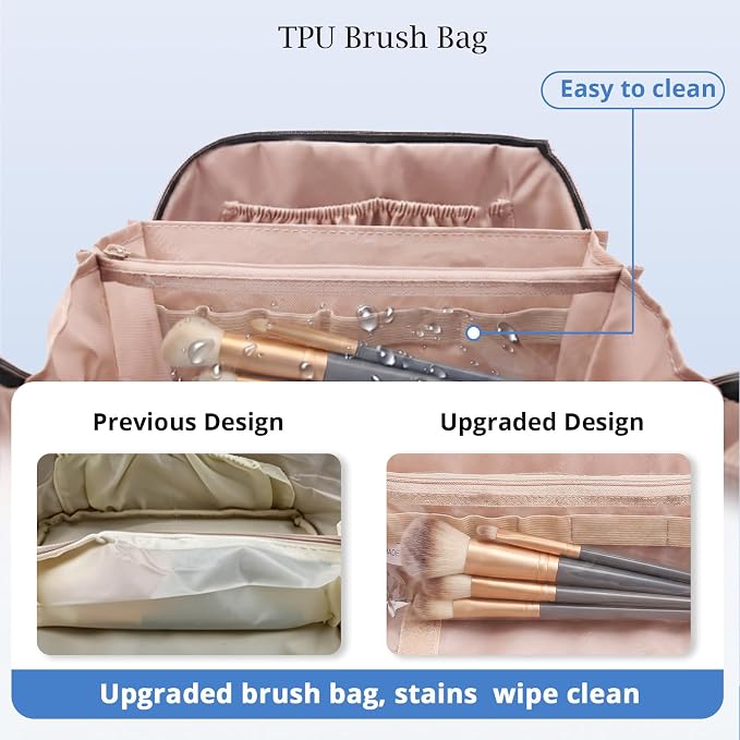 Personalized Gift Travel Makeup Bag: Initial Makeup Organizer Bag for Women | 3-in-1 Custom Make up Bag Set - Vegan Leather Travel Cosmetic Bag - Luxury Gift for Women – Birthday, Anniversary, Graduation - Image 4