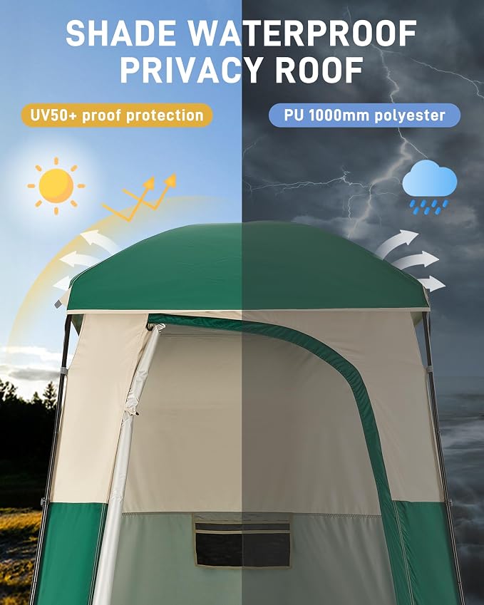 KingCamp Shower Tent, Portable Privacy Tent Outdoor Camping 1/2 Room Toilet Tents with Shower Bag & Dressing Room for Beach, Camping & Hiking - Image 5