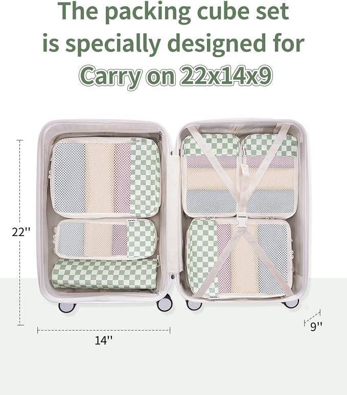 Narwey 6 Set Compression Packing Cubes for Travel Women Men, Travel Cubes for Carry On Suitcase, Durable Compression Luggage Organizer Bags - Image 2
