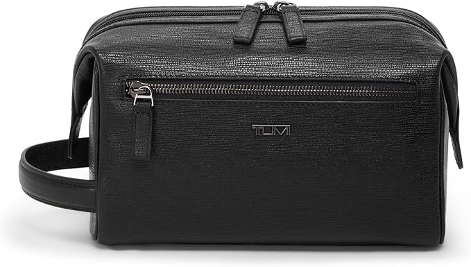 TUMI - Travel Accessories Dopp Kit - Men's Travel Essentials Framed Toiletry Bag - Black Emobossed Leather by TumiLuggage