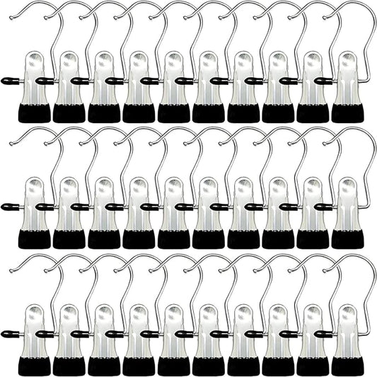 Boot Hangers for Closet, 100 Pack Hanging Clips Hook Clothes Pins for Laundry, Hanger Clips Towel Clips Boot Organizer for Home and Travel, Clothespins Clip Hangers for Pants Hats Socks Gloves by Sylroal
