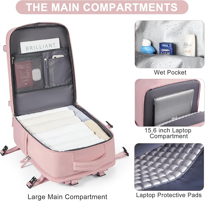 Large Travel Backpack for Women Airline Approved Carry on Backpack for Airplanes Mochila De Viaje Personal Item Travel Bag Spirit Airlines Personal Item Bag 18x14x8 Backpack for Traveling on Airplane - Image 5