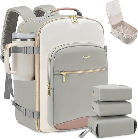 LOVEVOOK 50L Travel Backpack for Women & Men, Airline Approved Carry On Luggage with 3 Packing Cubes, TSA Overnight Bags, Waterproof Personal Item Bag, Weekender Essentials Backpacks fits 17" Laptop by LOVEVOOK