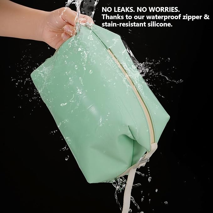 Vomgomfom 6L 13 Inch Silicone Toiletry Bag, Waterproof Leakproof Travel Cosmetic Organizer, Adjustable G-Buckle Compression Dopp Kit, Foldable Makeup Bag for Women & Men (Green, 13" 6L) - Image 6