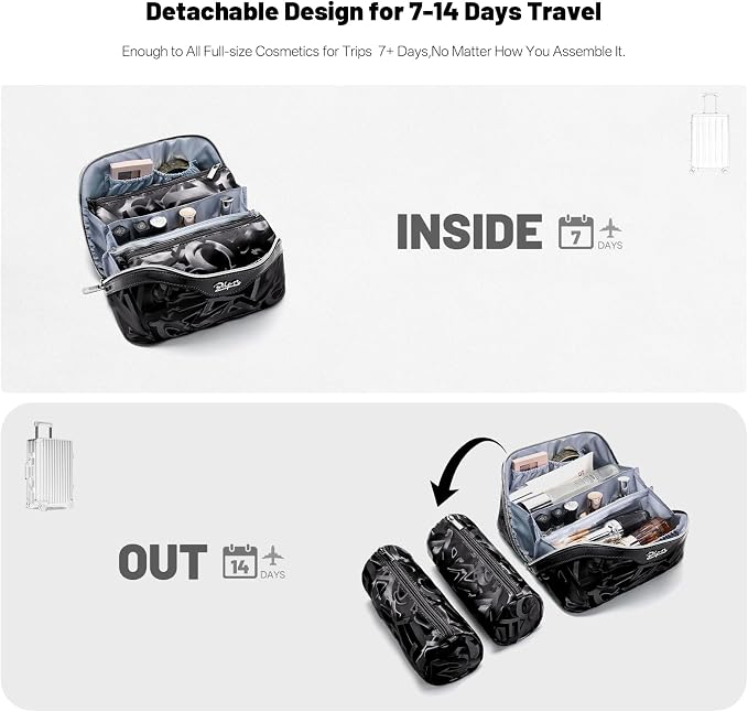 BOYATU Travel Makeup Bag for Women: Y2K Aesthetic Personalized Glossy 3 Pcs Set Cosmetic Organizer Bag - Trendy Statement Toiletry Pouches for Forward Women - Stand Out at Festivals & Trips(D-2-Black) - Image 4