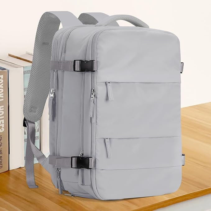 coowoz Large Travel Backpack For Women Men, Carry On Backpack,Hiking Backpack Waterproof Outdoor Sports Rucksack Casual Daypack Expandable Heavy Duty Extra large Backpack Grey Expansion - Image 2