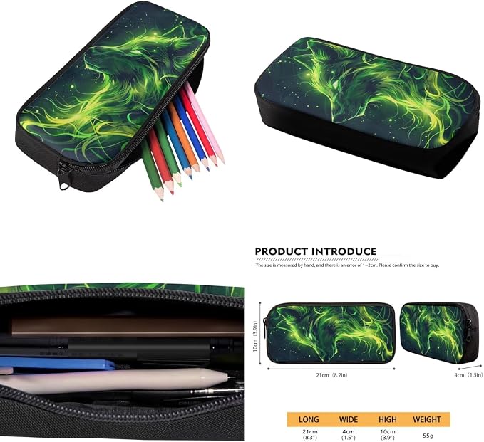 Green Wolf Kids Elementary School Backpacks For Boys with Lunch Box Soft Pencil Case Water Bottle Sleeve for Ages 6-10 4Pcs Set 17 Inch Large Capacity Lightweight Supplies School Gifts - Image 5