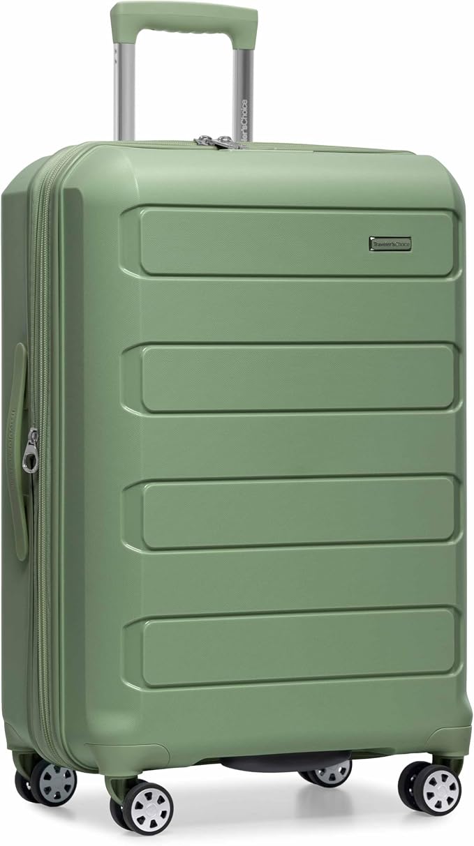 Traveler's Choice Pagosa Hardshell Expandable Luggage with Spinner Wheels, Green, 27-Inch Medium by TravelersChoice