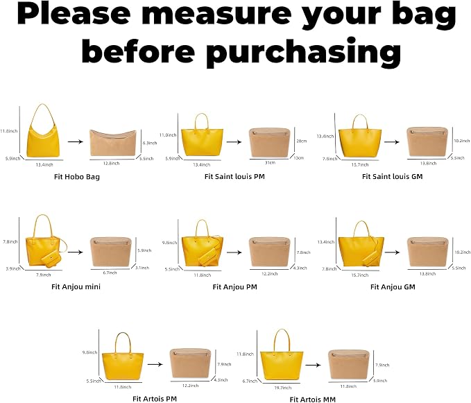 DGAZ Lightweight Purse Organizer Insert for GYARD-Anjou/Artois/SaintLouis Bags,silk and DupontPaper handbag inner for Luxury Bag(Chai,AnjouGM) - Image 2