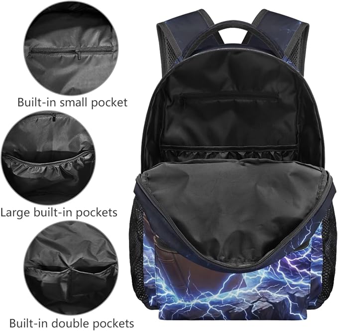 Cool Lightning Snake Print Backpack Set for Kids 4-Piece Animal Pattern School Bag with Lunch Box for Boys Elementary Back to School Supplies Ages 5-12 - Image 3