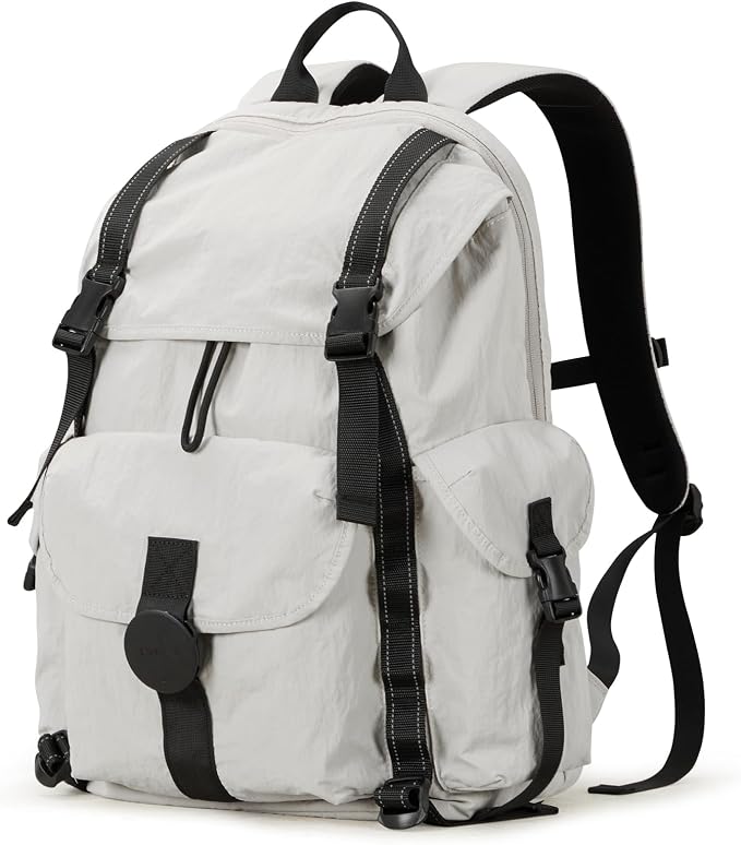 mixi Travel Backpack for Women Men, 18 Inch Carry On Laptop Backpack Flight Approved fits 16'' Laptop, Lightweight Waterproof Hiking Backpack Travel Outdoor Business Casual Daypack, Light Gray by MIXI
