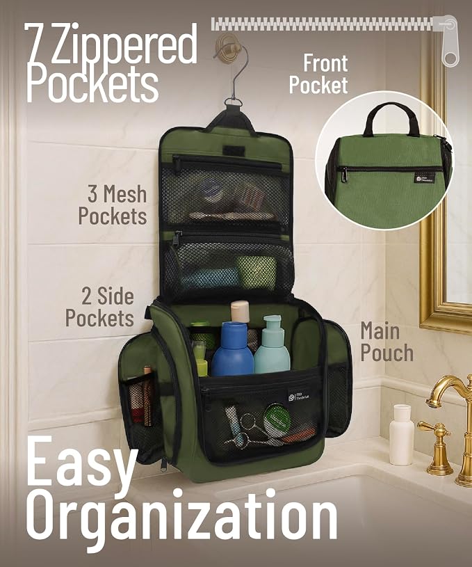 D&D Wanderlust D&D Hanging Travel Toiletry Bag for Men and Women – Cosmetics, Makeup and Toiletries Organizer Kit with 10 Compartments - Image 2