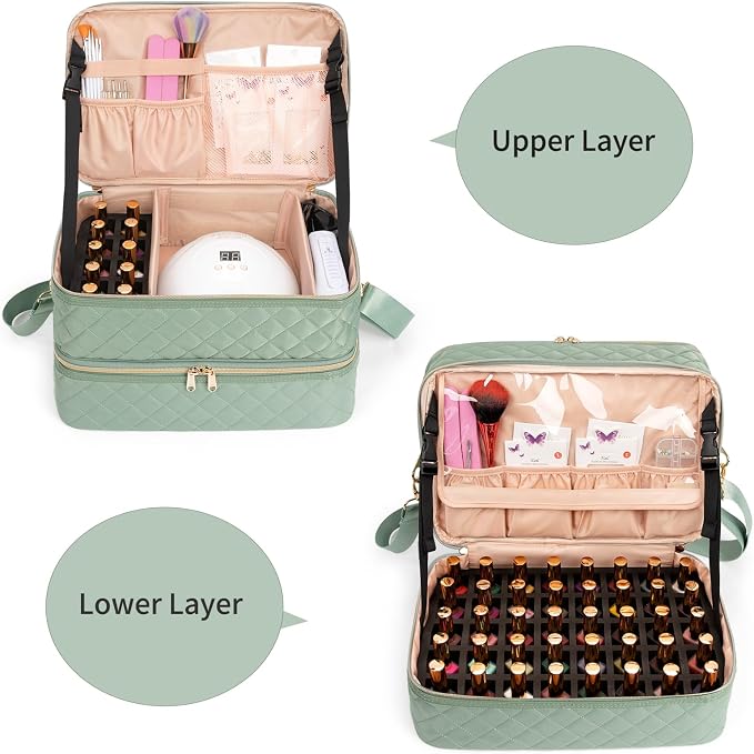 Ethereal Nail Polish Organizer Case, Holds 50+ Bottles (15ml/0.5 fl.oz) Nail Lamp, Gel Polish Travel Case Bag for Nail Suppiles, Gift for Manicurist, Girls - Image 3