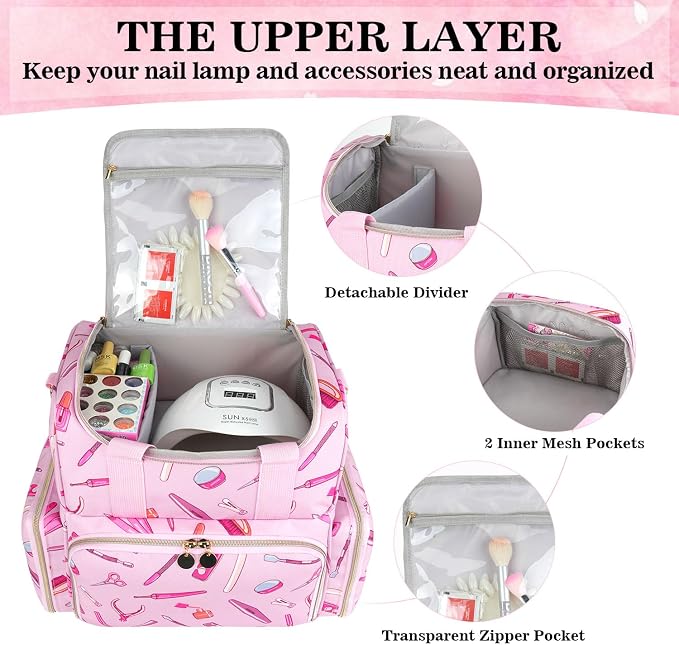 Nail Polish Organizer Case - Large Double Layer Organizers and Storage Bag for Nail Supplies and Art Tech - Image 3