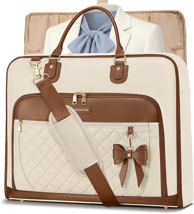 RAINSMORE Garment Bag for Travel Womens Hanging Suit & Dress Travel Bag Foldable Garment Duffle with Pockets & Strap, Carry On Compatible by RAINSMORE