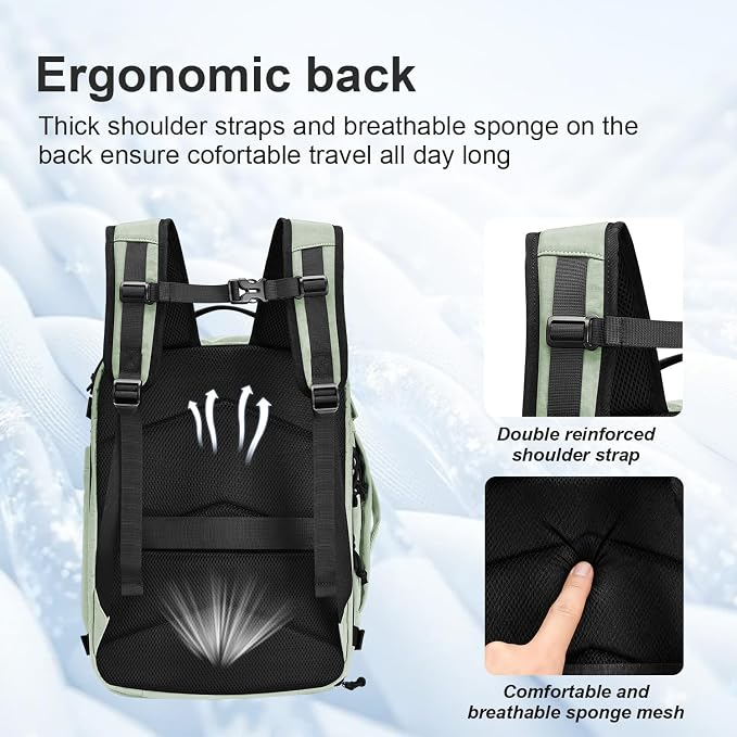 Carry On Travel Backpack Flight Approved Laptop Backpack for Women Men | Personal Item Travel Bag, Casual Weekender Daypack with Wet Pocket for Business, Hiking - Image 8