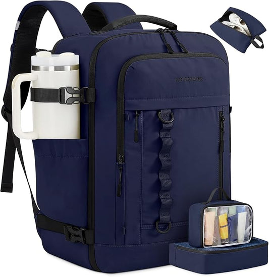 LOVEVOOK 40L Travel Backpack for Men Women, Waterproof Carry On Backpack for Work & Travel, Flight Approved Personal Item with 3 Packing Cubes, TSA Bag Fits 17.3" Laptop,Navy blue by LOVEVOOK