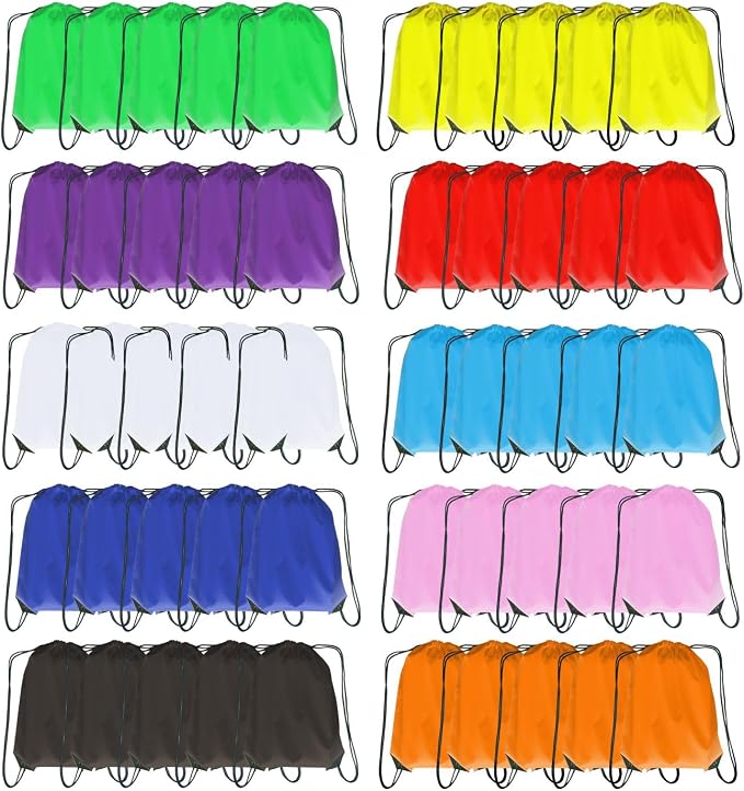 Drawstring Backpack Bulk 50 Packs Draw String Backpack Bags DIY Gym Sports Traveling Yoga Trip Pedestrianism Cinch Bag Sackpack Drawstring (multi color) by Unknown