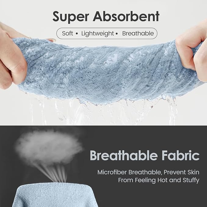JML Bath Towels Pack of 2, 30 in x 60 in, Large Microfiber Bath Towel Set, Ultra Soft, Super Absorbent, Fast Drying, Use for Sauna, Sport, Travel, Fitness, SPA, Yoga,Coral Fleece -Light Blue - Image 4