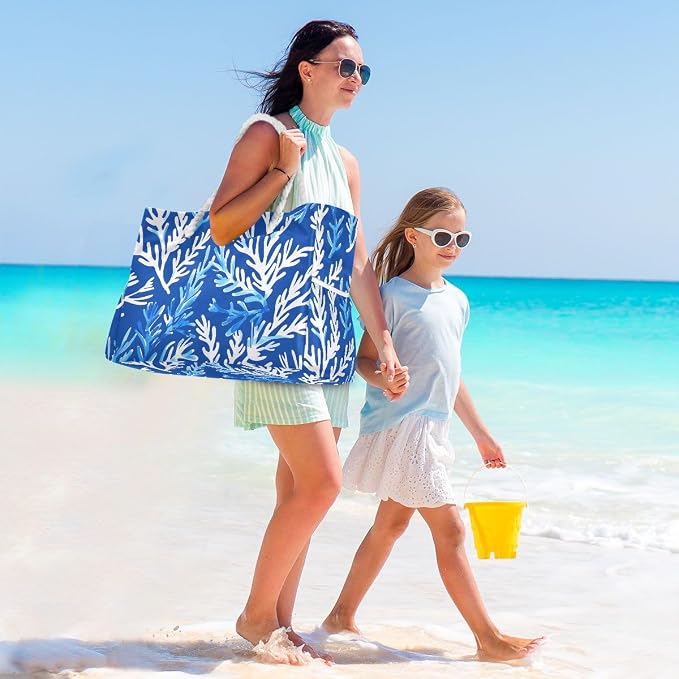 senya Large Beach Bags Totes Swim Canvas Tote Shoulder Bag Water Resistant Bags for Gym Travel Daily - Image 2