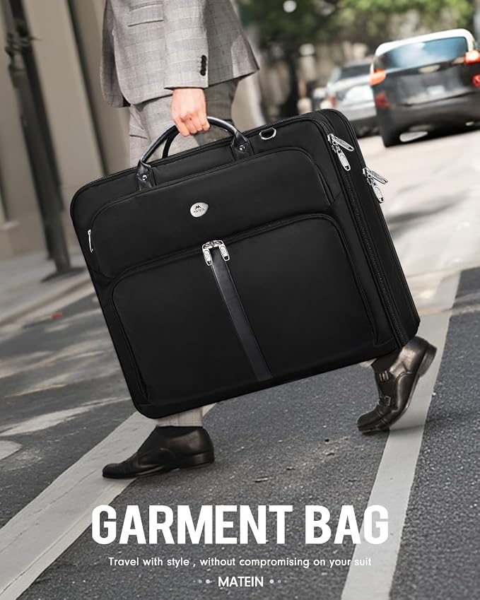 MATEIN Mens Garment Bags for travel, Large Travel Suit Bag Up to 7 Suits with Strap, Wrinkle Free Carry On Garment Bags for Hanging Clothes, Business Suitcase Luggage Bag Fit 17.3 Inch Laptop, Black - Image 7
