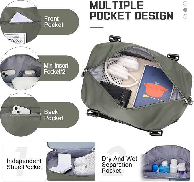 Travel Duffel Bag with Shoes Compartment,Weekender Bags for Women Travel | Overnight Carry-On Bag with Toiletry Bag & Wet Pocket & Trolley Sleeve,Extra Large - Image 4