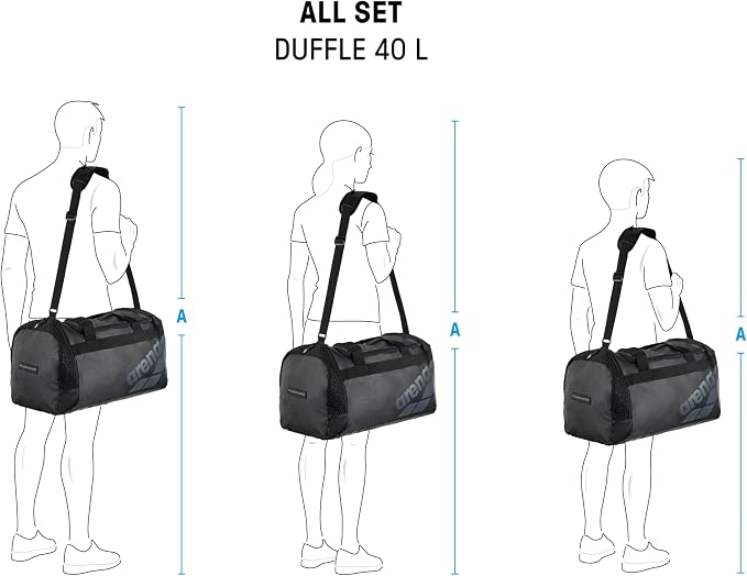 Arena All Set Duffle Bag Overnight Weekender Cabin Size Team Luggage Shoe Compartment Gym Training Gear Equipment Bag for Teens Men Women, Black, 40 Liters - Image 2
