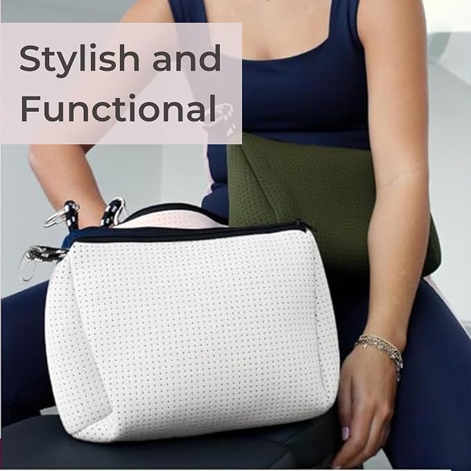 POPUPS Large Makeup Bag with Zipper, White - Waterproof Neoprene Cosmetic Bag 7.7 x 10.75 x 5 inches - Image 7