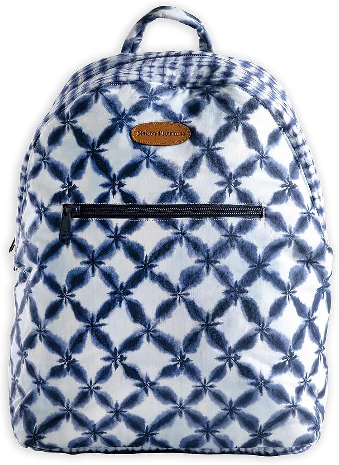 Maison d' Hermine Backpack for Women Men Cotton Shoulder Multipurpose Rucksack with Small Pouch Lightweight Multi Pocket Bag for Travel Work Beach Perfect for Spring Summer (Shibori) by MaisondHermine