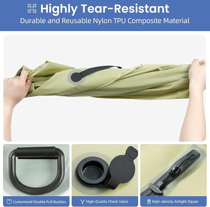 BAGAIL TPU Vacuum Bag for Travel, Reusable Compression Bag with IPX8 Waterproof Zipper, Save Space for Suitcase, Backpack and Carry on (Green, Large, No Pump) - Image 7