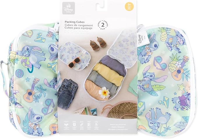 Bumkins Packing Cubes for Travel Bag, Organize Luggage with Compression Bags, Essential Traveling Accessories to Pack Carry On Suitcase, Must for Clothes or Toiletries, Set of 2 Sizes, Disney Stitch - Image 5