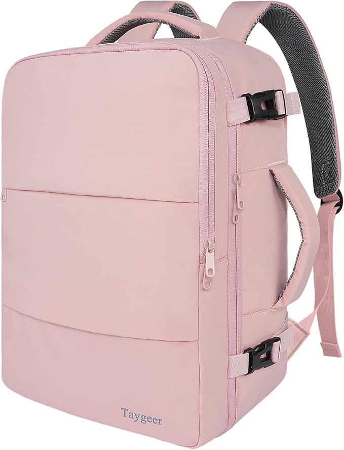 Taygeer Travel Backpack for Women, TSA Carry On Backpack Flight Approved | 15.6inch Laptop Mochila with Water Bottle Pocket & Shoe Pouch, Nurse Bag Casual Daypack for Weekender Business Hiking, Pink - Image 10