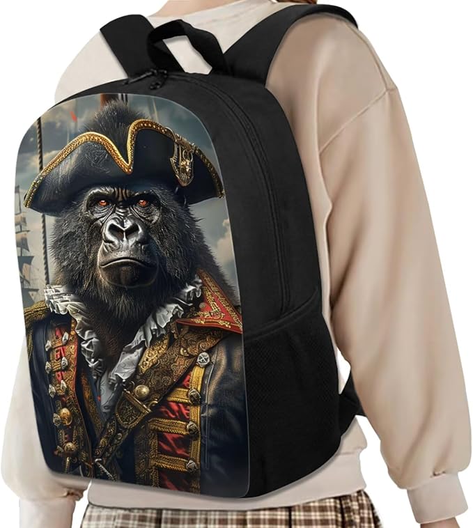17 Inch Animal Print School Backpack And Lunch Box Set for Kids Lightweight Funny Gorilla Backpack for Boys Girls Sturdy School Bag with Insulated Lunchbox Pencil Case Student Bookbag - Image 2