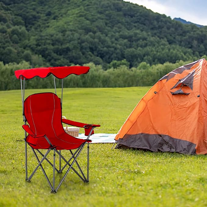 ALPHA CAMP Oversized Camping Chair with Shade Canopy, Folding Lawn Chairs - Image 2