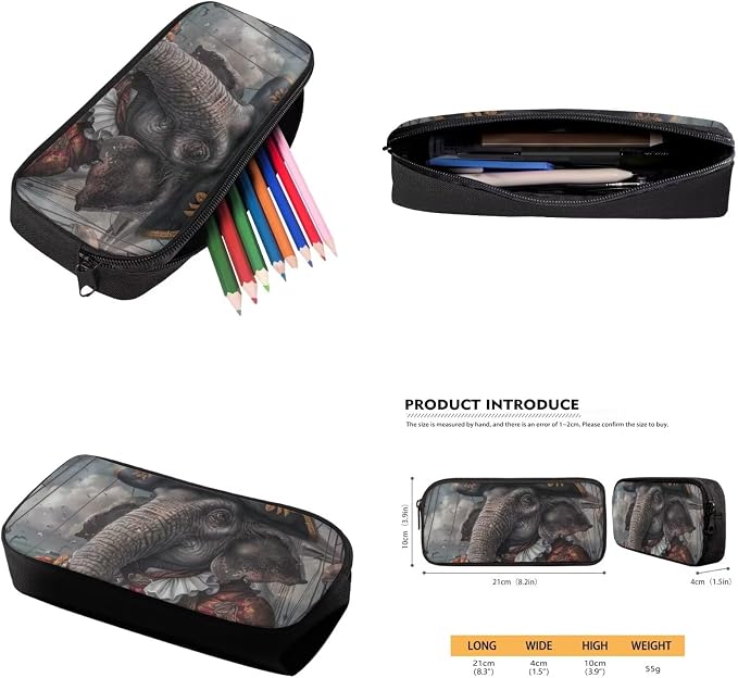 17 Inch Animal Print School Backpack And Lunch Box Set for Kids Lightweight Pirate Elephant Backpack for Boys Girls Sturdy School Bag with Insulated Lunchbox Pencil Case Student Bookbag - Image 6
